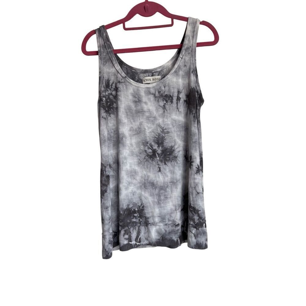 Knox Rose Tank Top Womens Small Grey Tie Dye Long Line Soft Relaxed Casual